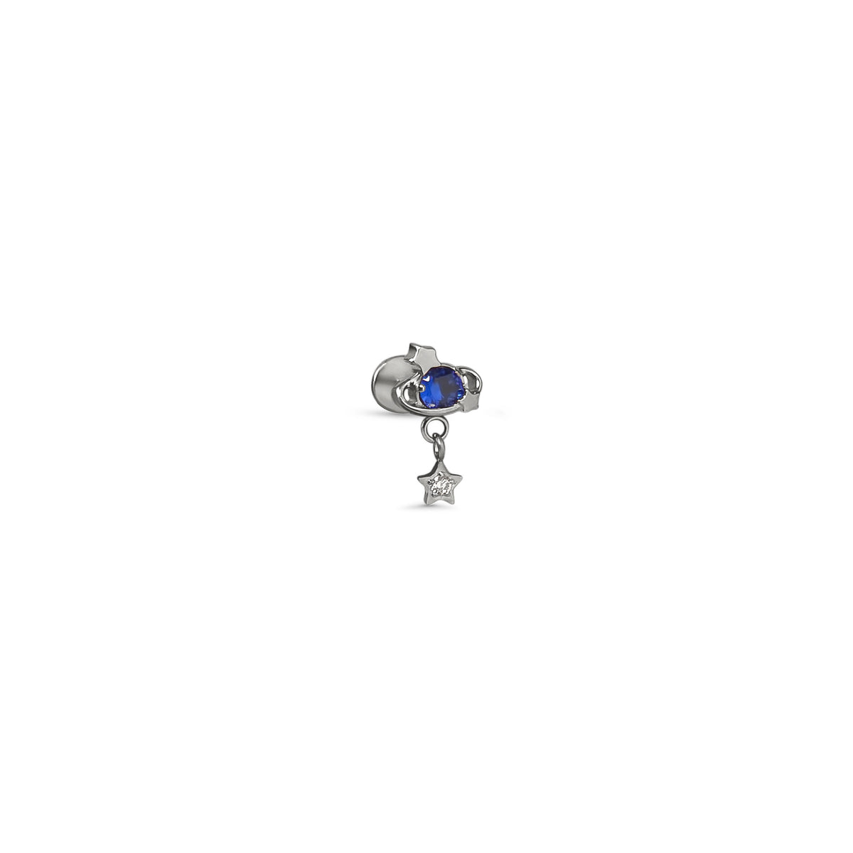 Titan-Ohrringe mit blauem Zirkonia und kleinem Sternanhänger