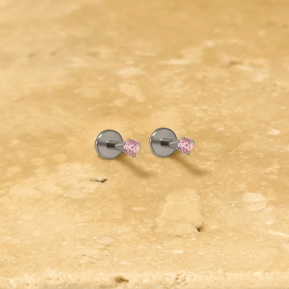 Kleine Titan-Ohrstecker mit 2 mm Zirkonia in verschiedenen Farben