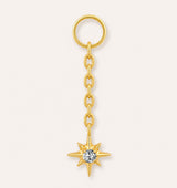 Goldfarbener Creolen-Anhänger-Charm mit Stern und weißem Zirkonia