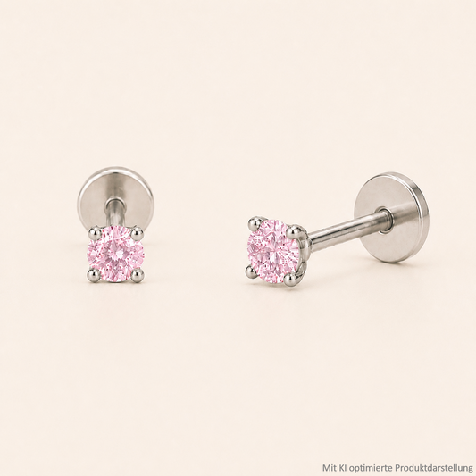 Kleine Titan-Ohrstecker mit 2 mm Zirkonia in verschiedenen Farben