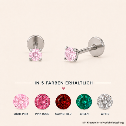 Kleine Titan-Ohrstecker mit 2 mm Zirkonia in verschiedenen Farben
