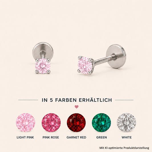 Kleine Titan-Ohrstecker mit 2 mm Zirkonia in verschiedenen Farben
