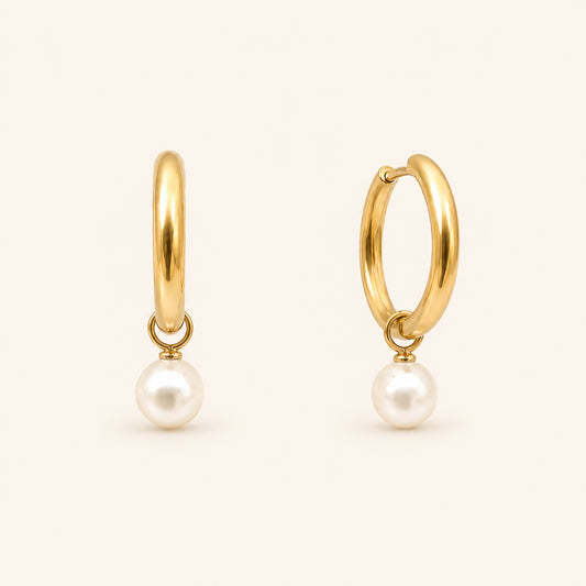 Pearl Drop Hoops