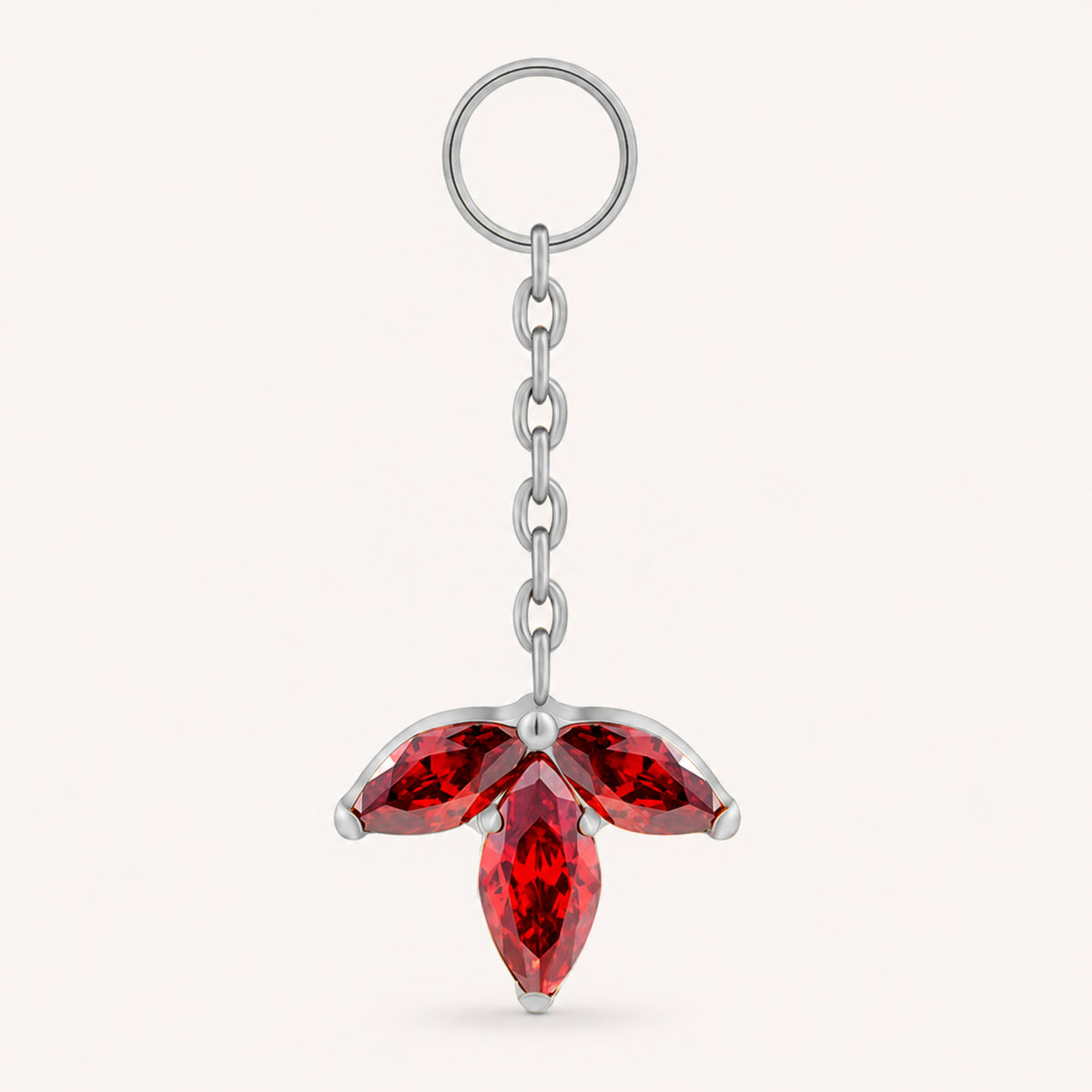 Roter Blumenanhänger aus Titan für Creolen bis 2,8 mm