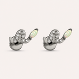 Titan-Ohrringe in Schlangenform mit Opal und Zirkonia