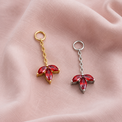 Roter Blumenanhänger aus Titan für Creolen bis 2,8 mm