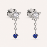 Midnight Drop Push Pin Ohrstecker mit flacher Rückseite mit Stern und blauem Zirkonia, weitere Produktansicht