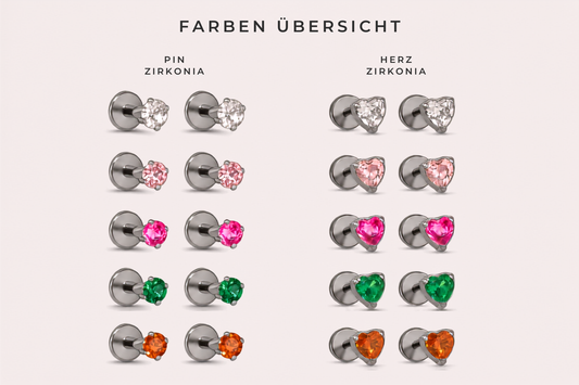 Herz-Ohrstecker und Tiny Pin in deiner gewählten Farbkombination