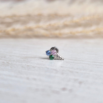 TAVON Ice Dream Cone – Titan Ohrstecker Piercing, hypoallergen, nickelfrei