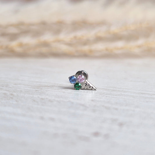 TAVON Ice Dream Cone – Titan Ohrstecker Piercing, hypoallergen, nickelfrei